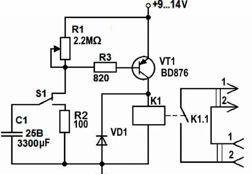 Несколько схем реле времени и задержки выключения нагрузки Схема реле на транзисторе